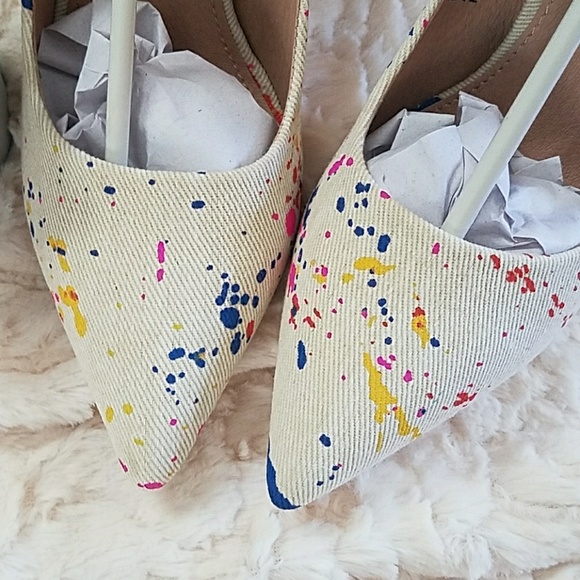 Nude Color Splatter Paint High Heels - Picture 4 of 6